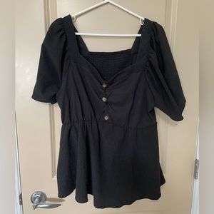 Bloomchic black peplum shirt size 16